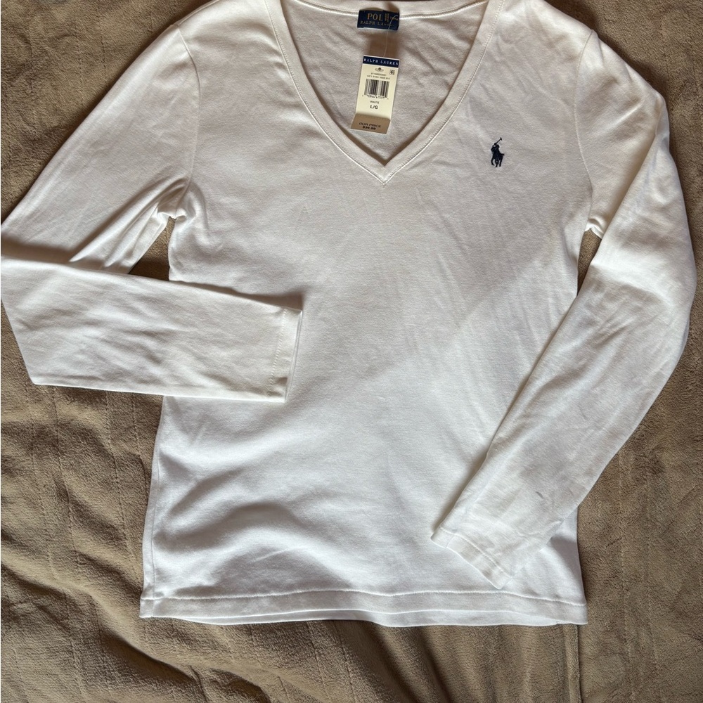 Ralph Lauren Classic White V-Neck Shirt